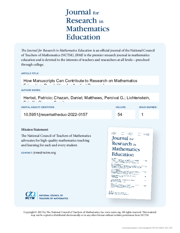 (PDF) How Manuscripts Can Contribute to Research on Mathematics ...