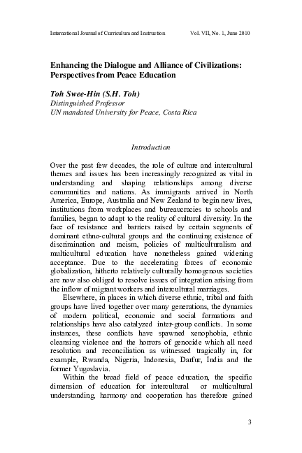 (PDF) Enhancing the Dialogue and Alliance of Civilizations ...