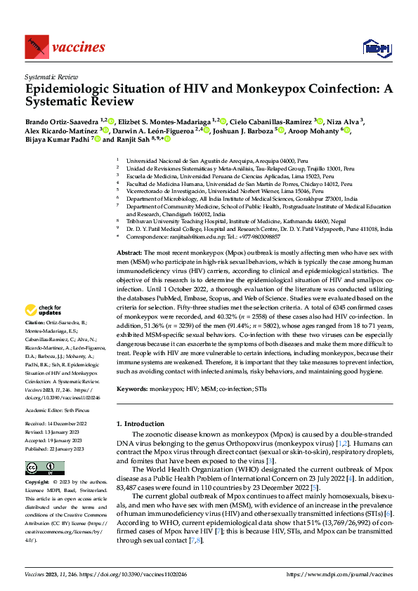 (PDF) Epidemiologic Situation of HIV and Monkeypox Coinfection: A ...