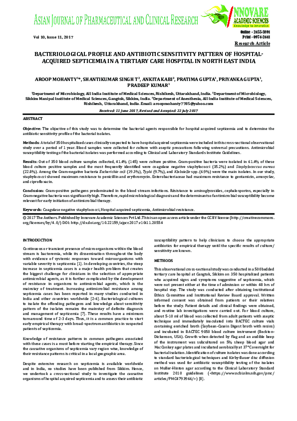 (PDF) Bacteriological Profile and Antibiotic Sensitivity Pattern of ...