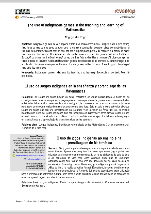 (PDF) The use of indigenous games in the teaching and learning of ...