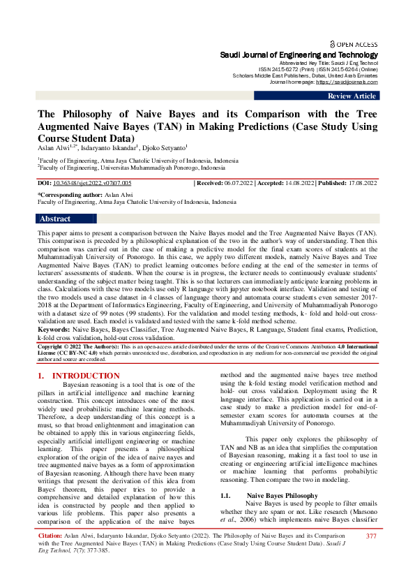 (PDF) The Philosophy of Naive Bayes and its Comparison with the Tree ...