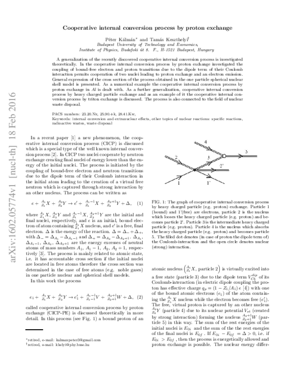 (PDF) Cooperative internal conversion process by proton exchange