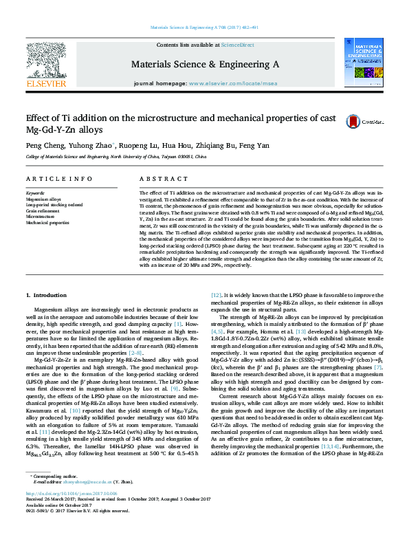 (PDF) Effect of Ti addition on the microstructure and mechanical ...