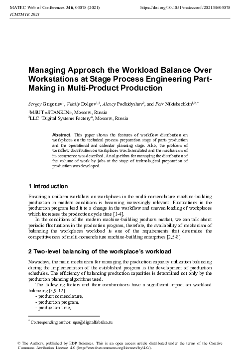 (PDF) Managing Approach the Workload Balance Over Workstations at Stage ...