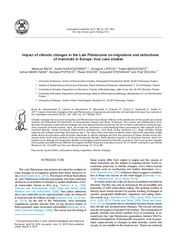 (PDF) Impact of climatic changes in the Late Pleistocene on migrations ...