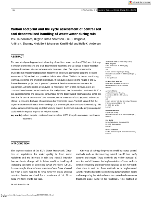 (PDF) Carbon footprint and life cycle assessment of centralised and ...