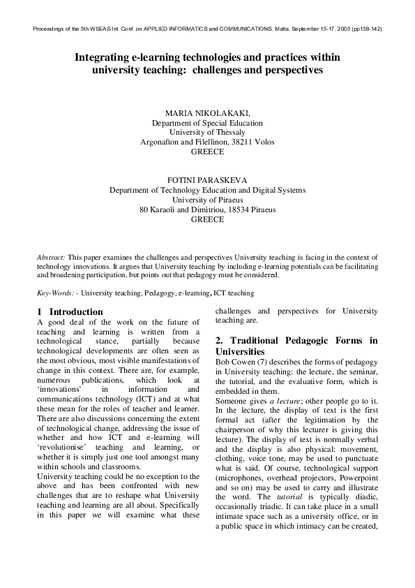 (PDF) Integrating e-learning technologies and practices within ...