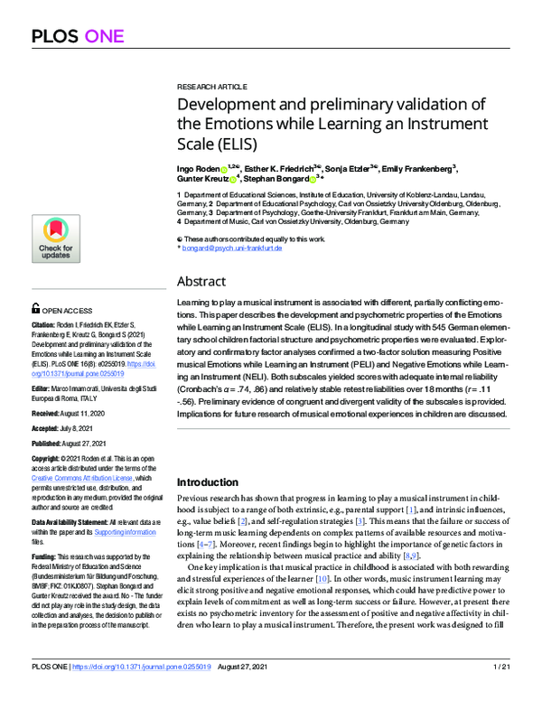 (PDF) Development and preliminary validation of the Emotions while ...