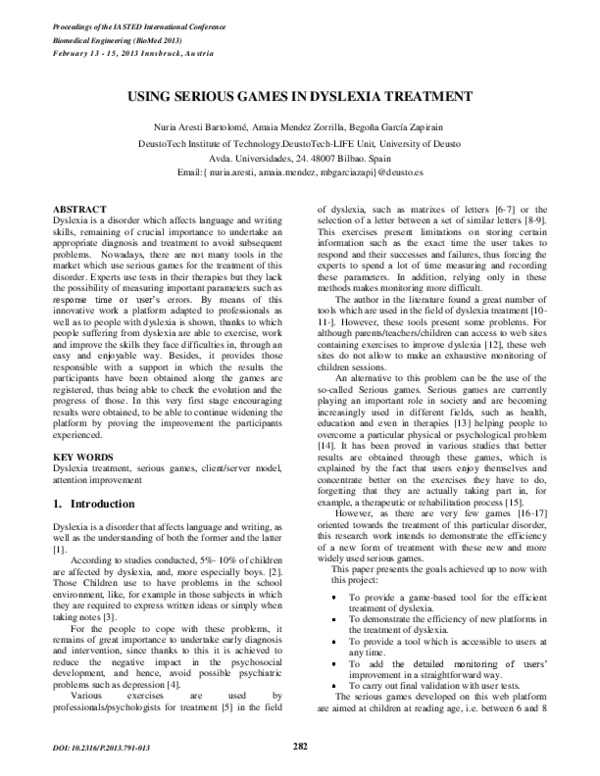 (PDF) Using Serious Games in Dyslexia Treatment