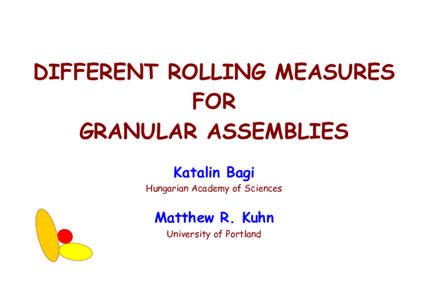 (PDF) Different rolling measures for granular assemblies