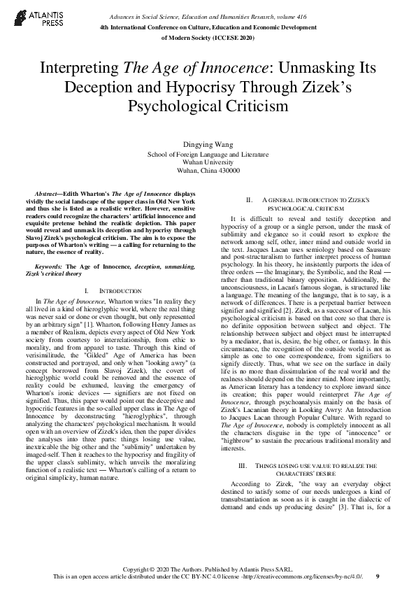 (PDF) Interpreting The Age of Innocence: Unmasking Its Deception and ...