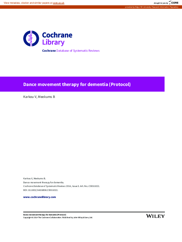(PDF) Dance movement therapy for dementia (protocol)