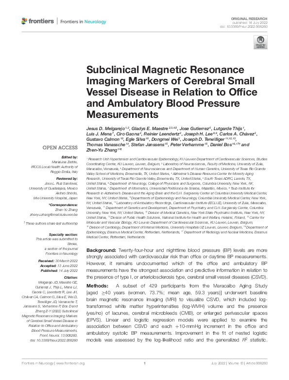 (PDF) Subclinical Magnetic Resonance Imaging Markers of Cerebral Small ...