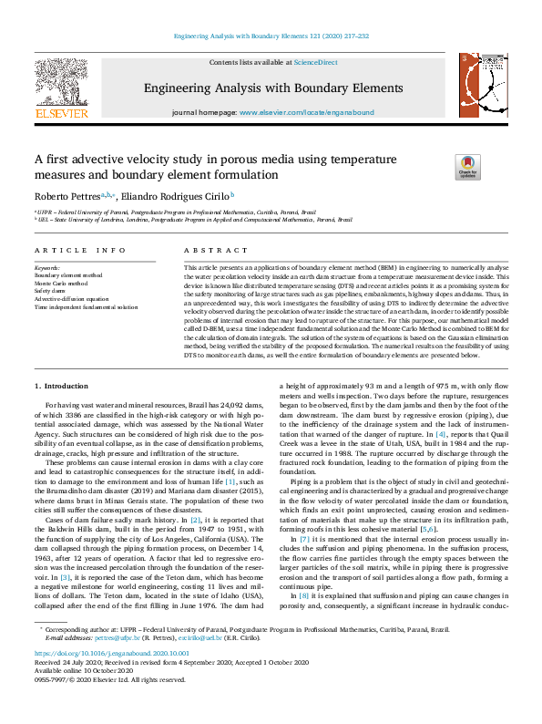 (PDF) A first advective velocity study in porous media using ...