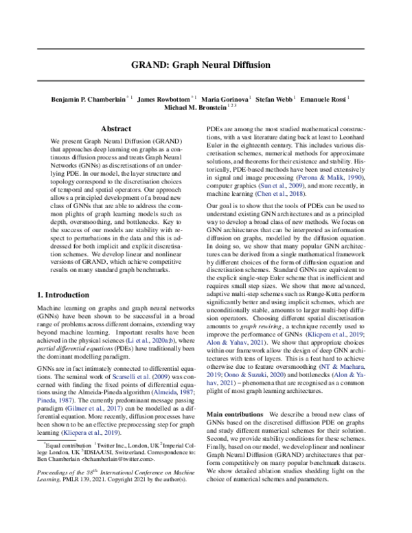 Grand Graph Neural Diffusion