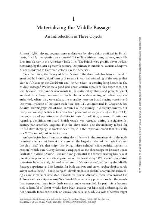 (PDF) Materializing the Middle Passage An Introduction in Three Objects