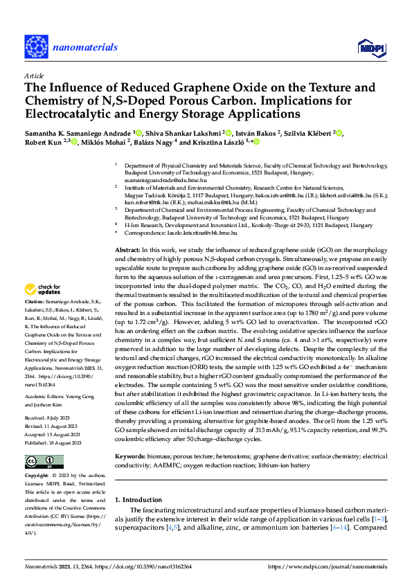 (PDF) The Influence of Reduced Graphene Oxide on the Texture and ...