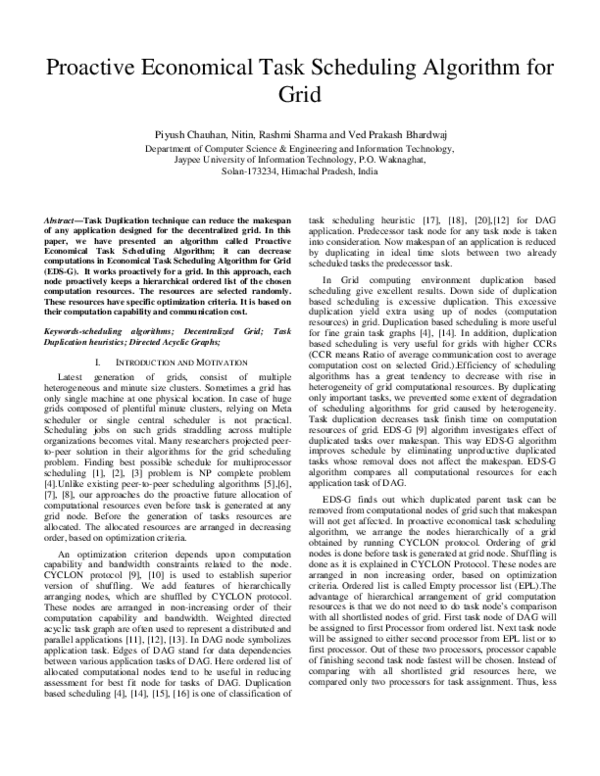 (PDF) Proactive Economical Task Scheduling Algorithm for Grid
