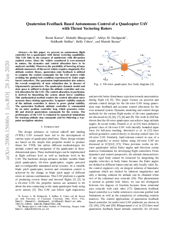 (PDF) Quaternion Feedback Based Autonomous Control of a Quadcopter UAV ...