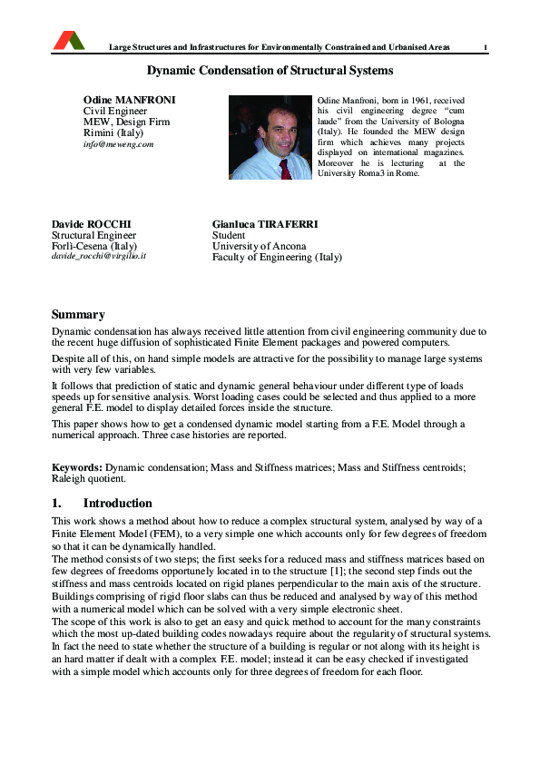 (PDF) Dynamic Condensation of Structural Systems
