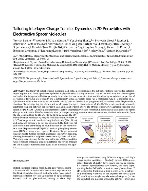 (PDF) Tailoring Interlayer Charge Transfer Dynamics in 2D Perovskites ...