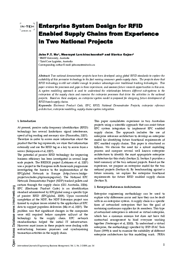(PDF) Enterprise System Design for RFID Enabled Supply Chains from ...