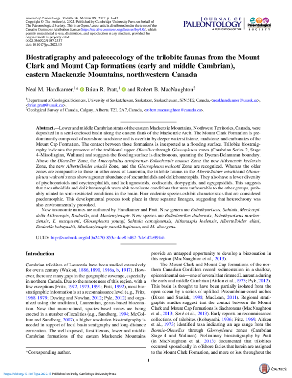 (PDF) Biostratigraphy and paleoecology of the trilobite faunas from the ...
