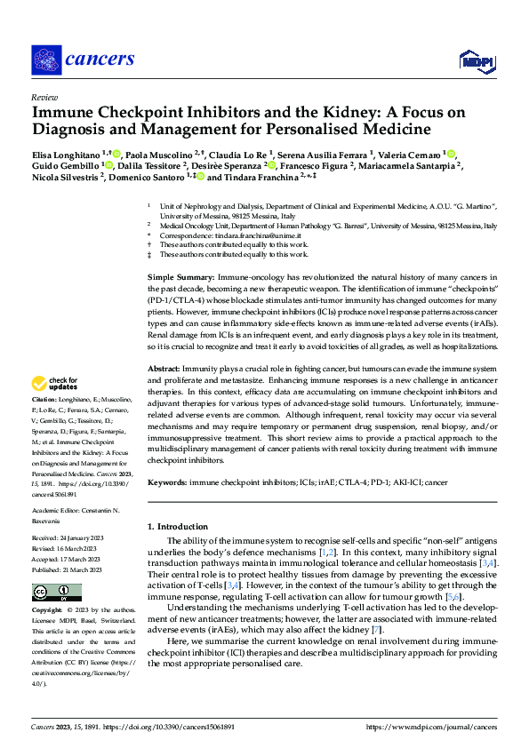 (PDF) Immune Checkpoint Inhibitors and the Kidney: A Focus on Diagnosis ...