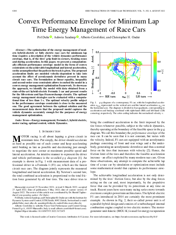 (PDF) Convex Performance Envelope for Minimum Lap Time Energy ...