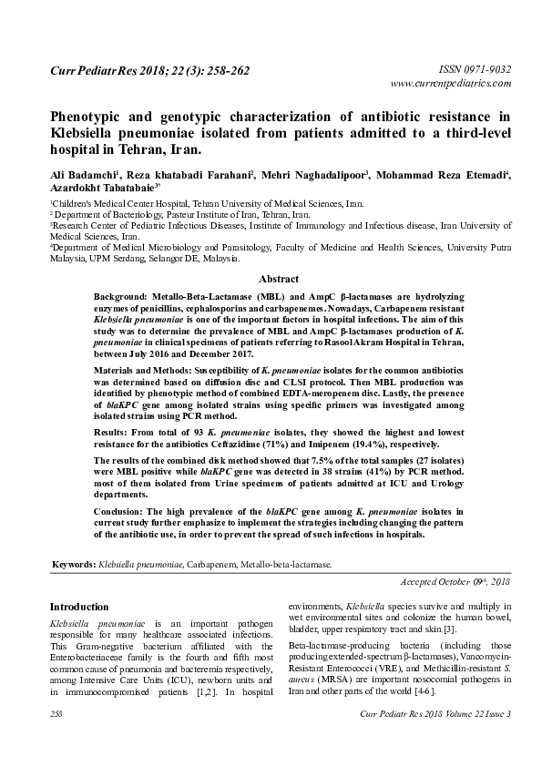 (PDF) Phenotypic and genotypic characterization of antibiotic ...