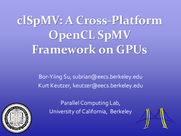 (PDF) clSpMV: A Cross-Platform OpenCL SpMV Framework on GPUs