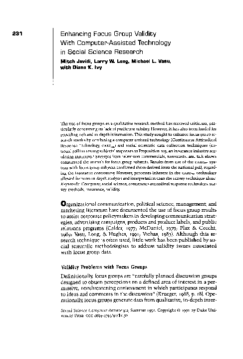 (PDF) Enhancing Focus Group Validity With Computer-Assisted Technology ...