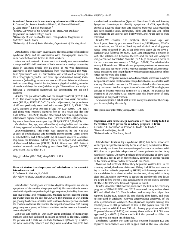 (PDF) Associated factors with metabolic syndrome in shift workers