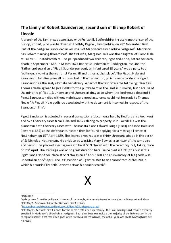 (DOC) Lines of descent from Bishop Robert Saunderson of Lincoln 3: The ...
