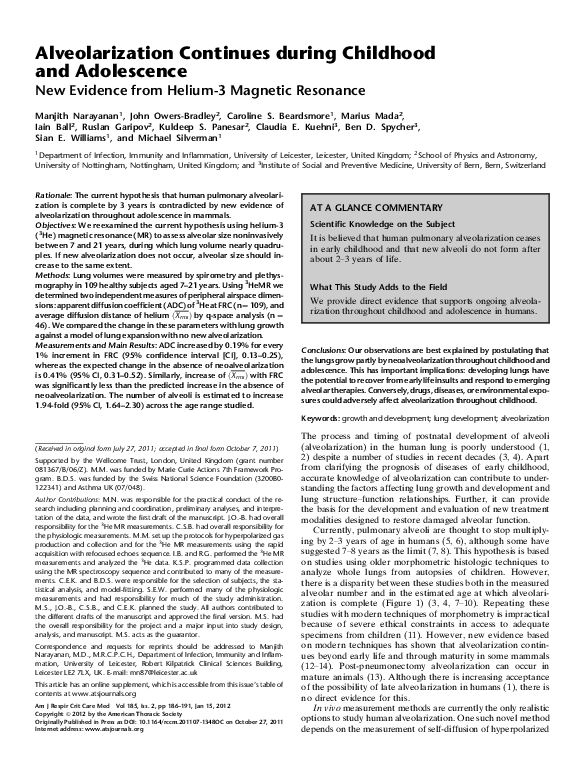 (PDF) Alveolarization Continues during Childhood and Adolescence