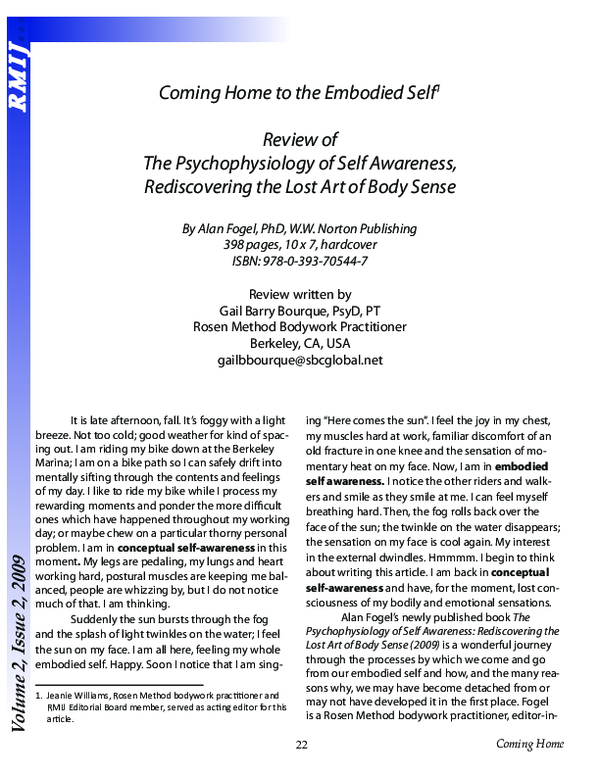 (PDF) The psychophysiology of self-awareness: rediscovering the lost ...