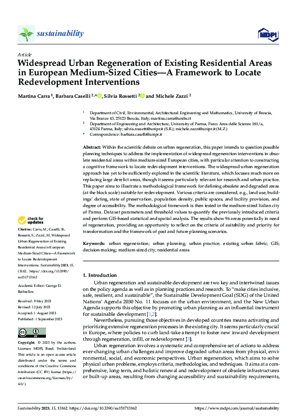 (PDF) Widespread Urban Regeneration of Existing Residential Areas in ...