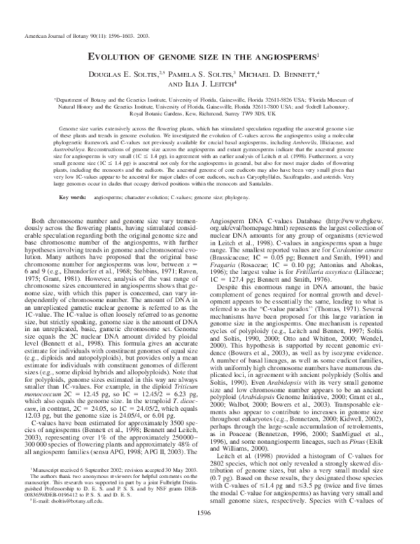 (PDF) Evolution of genome size in the angiosperms