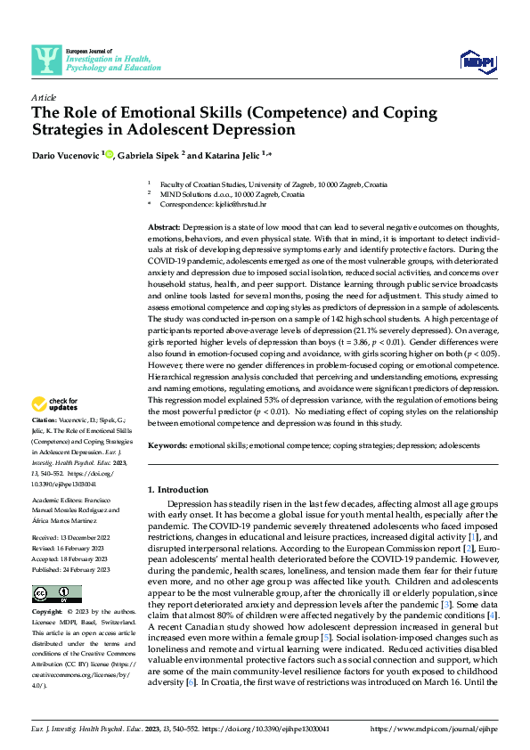 (PDF) The Role of Emotional Skills (Competence) and Coping Strategies ...