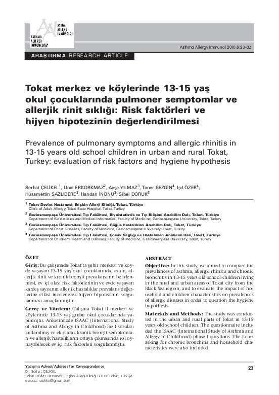 (PDF) Prevalence of Pulmonary Symptoms and Allergic Rhinitis in 13-15 ...