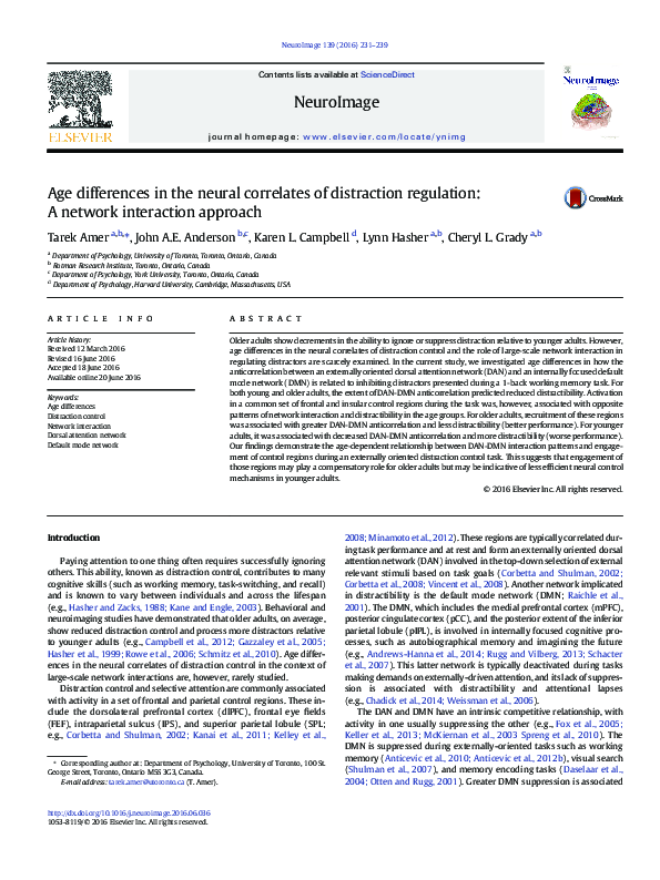 (PDF) Age differences in the neural correlates of distraction ...