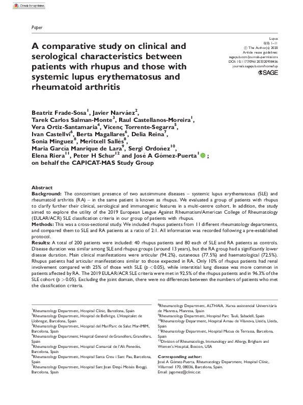 (PDF) A comparative study on clinical and serological characteristics ...