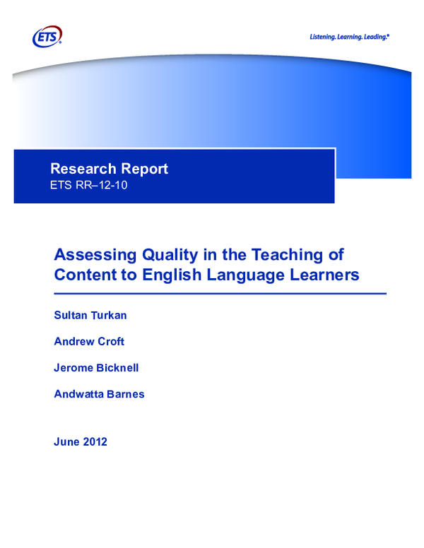 (PDF) Assessing Quality in the Teaching of Content to English Language ...