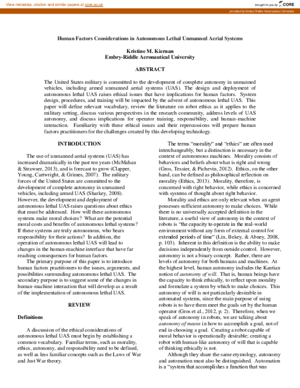 (PDF) Human Factors Considerations in Autonomous Lethal Unmanned Aerial ...
