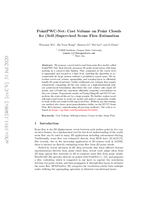 (PDF) PointPWC-Net: A Coarse-to-Fine Network for Supervised and Self ...