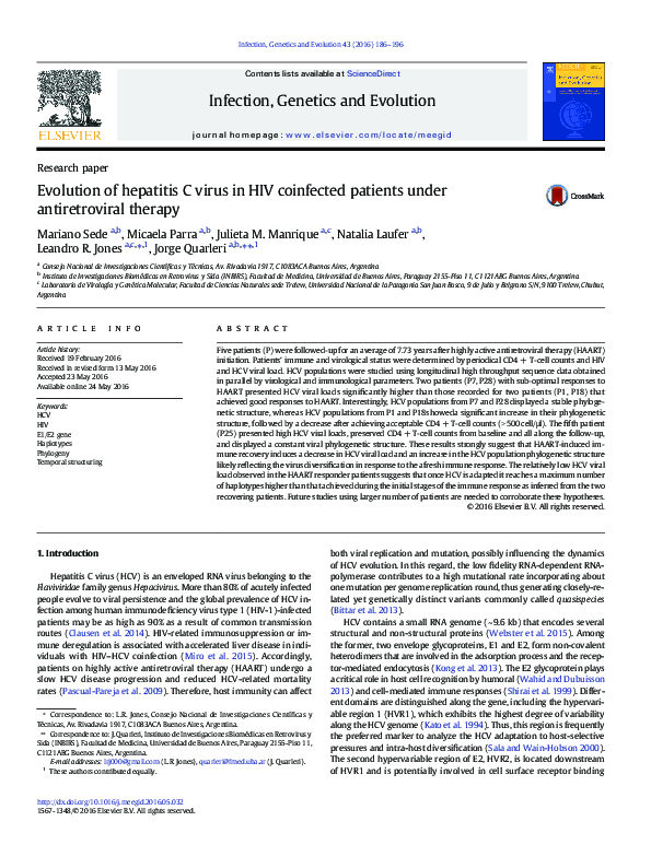 (PDF) Evolution of hepatitis C virus in HIV coinfected patients under ...