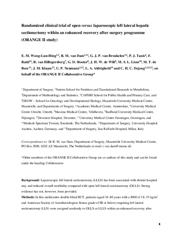 (PDF) Randomized clinical trial of open versus laparoscopic left ...