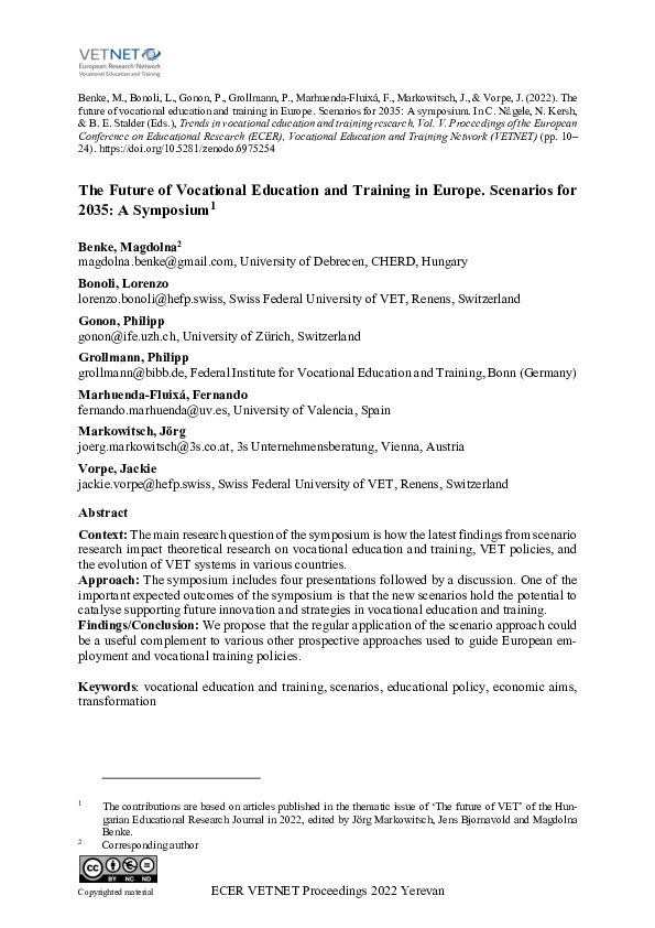 (PDF) The Future of Vocational Education and Training in Europe ...
