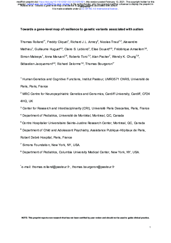 (PDF) Towards a gene-level map of resilience to genetic variants ...